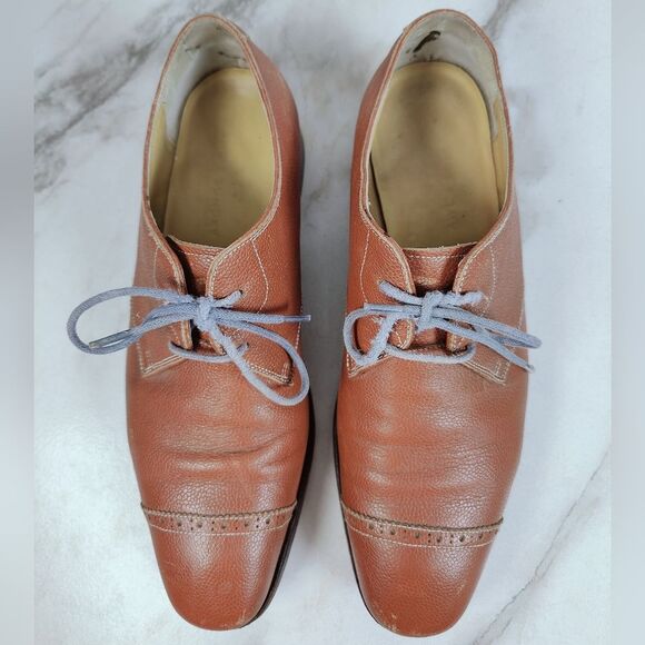 Awl & Sundry Handcrafted Cognac Leather Cap Toe Oxford Lace Up Dress Shoes, 9.5 main image 4